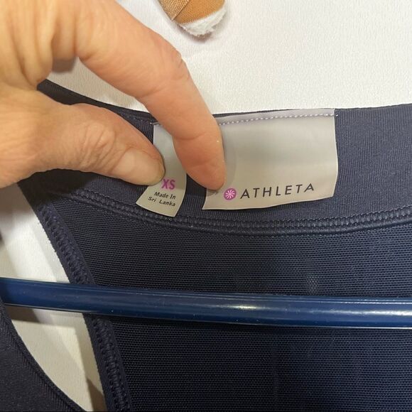 Athleta Navy Blue White Stripe Racerback Tank - Picture 4 of 14